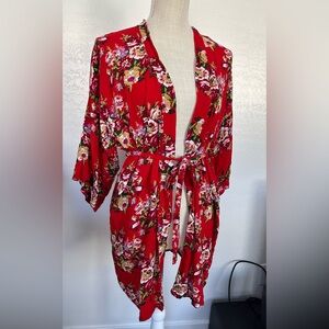 Floral Red Kimono Robe